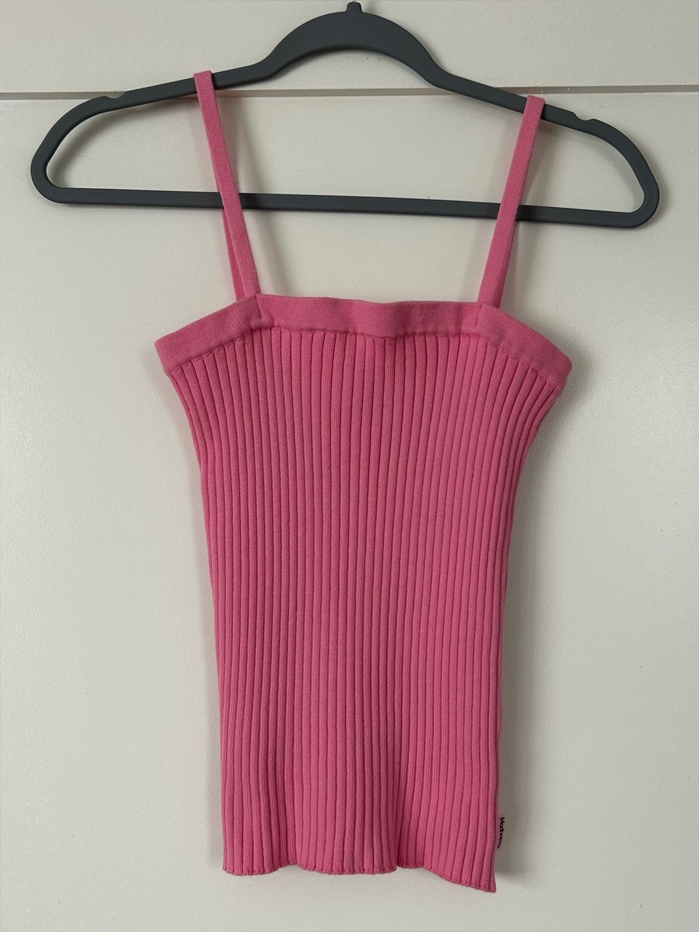 Madhappy Classic Square Neck Ribbed Tank Top Pink Size Small